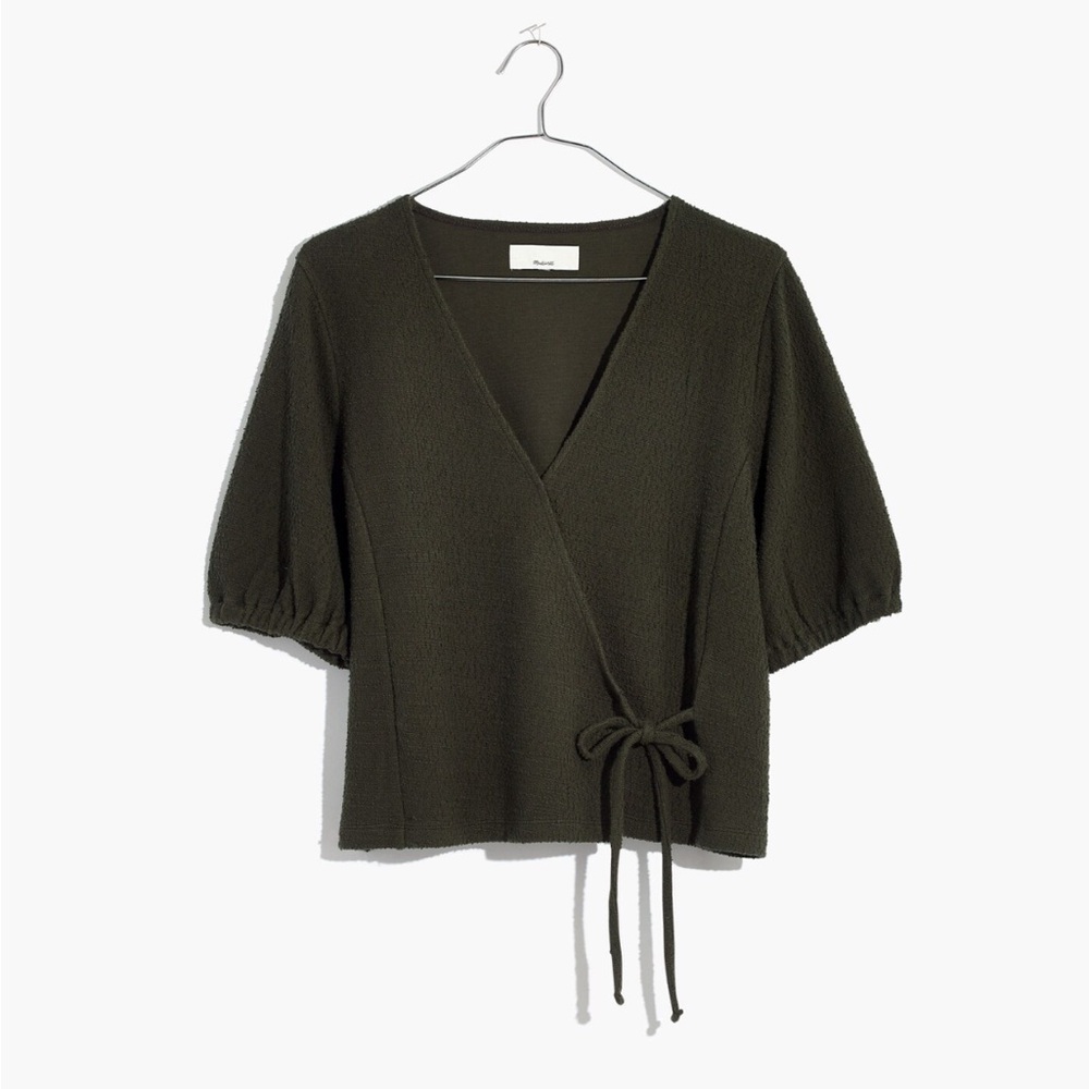 Madewell Texture And Thread Puff Sleeve Wrap Top - image 1